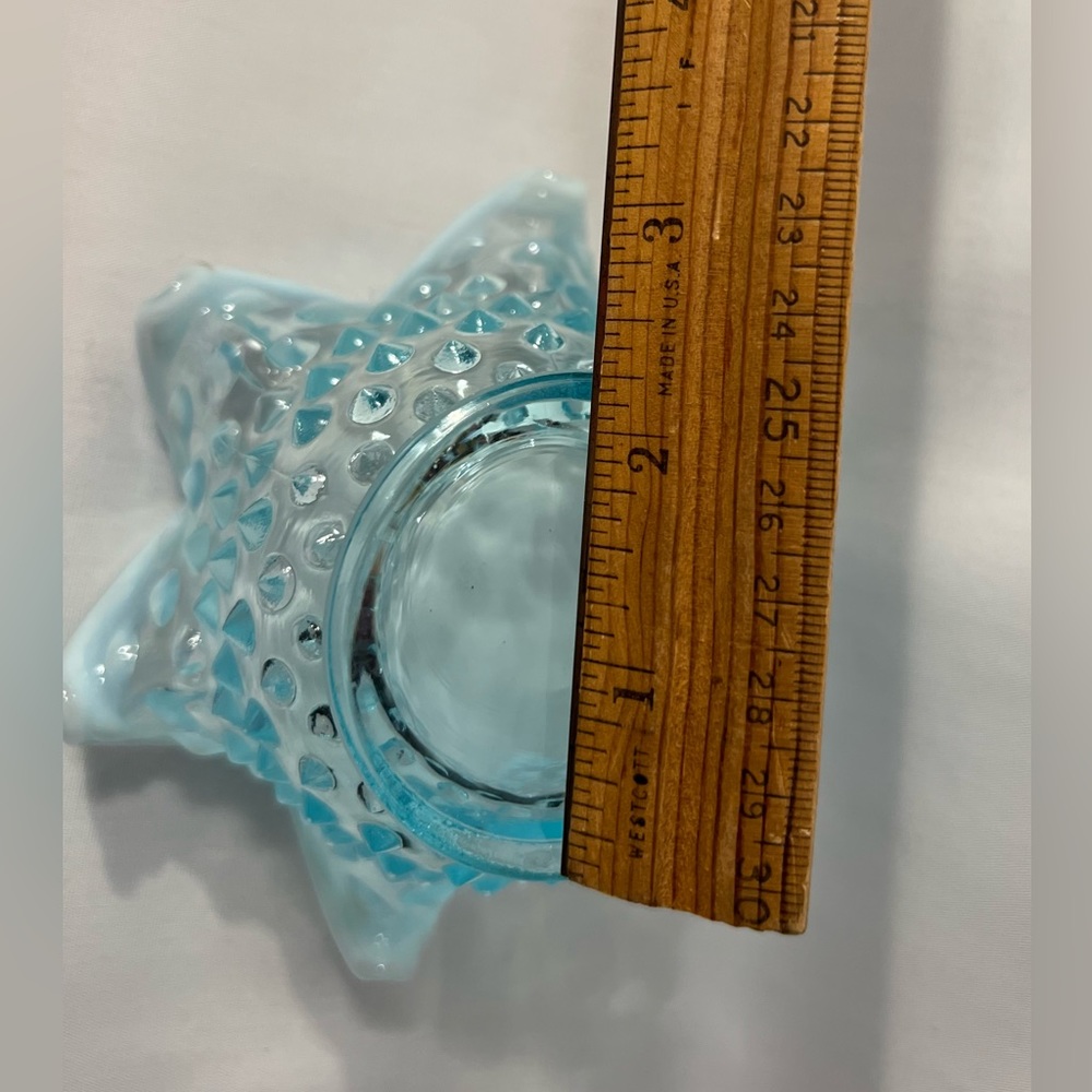 Fenton Hobnail Blue Crimped Small Bowl - Picture 7 of 7